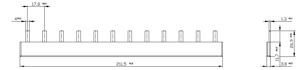 SIEMENS Sammelschiene 80A lamelliert 5ST3632 210x3,4x14mm