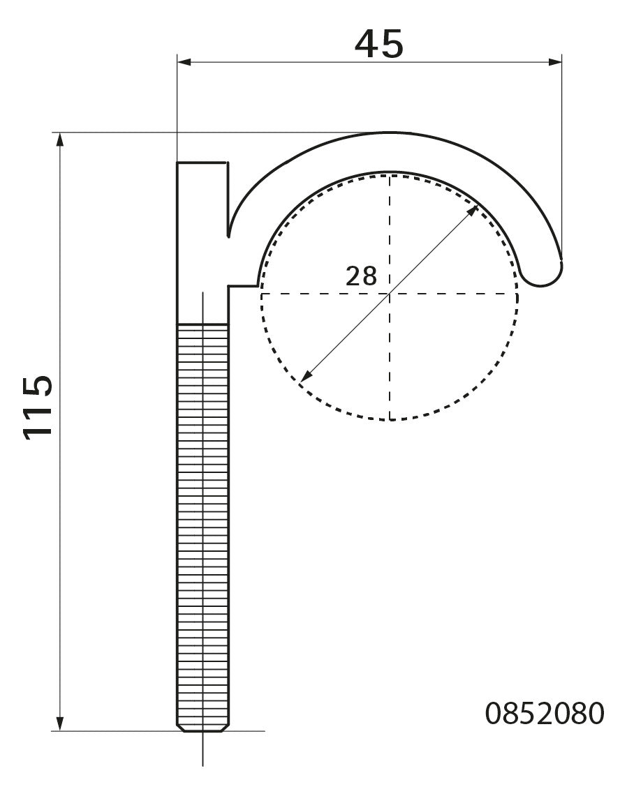 WALRAVEN Dübelhaken einfach H: 115 PA grün Rohrd: max. 28 mm 45x8