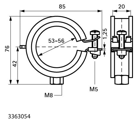 WALRAVEN Rohrschelle KSB1 ev 53-56 mm EPDM M8 Einschraubenschelle