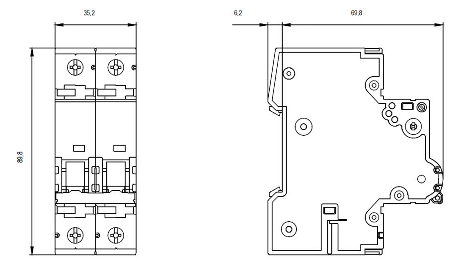 SIEMENS Leitungsschutzschalter UC C 10A 5SY7210-7 1+N 400V 2TE 50Hz IP20