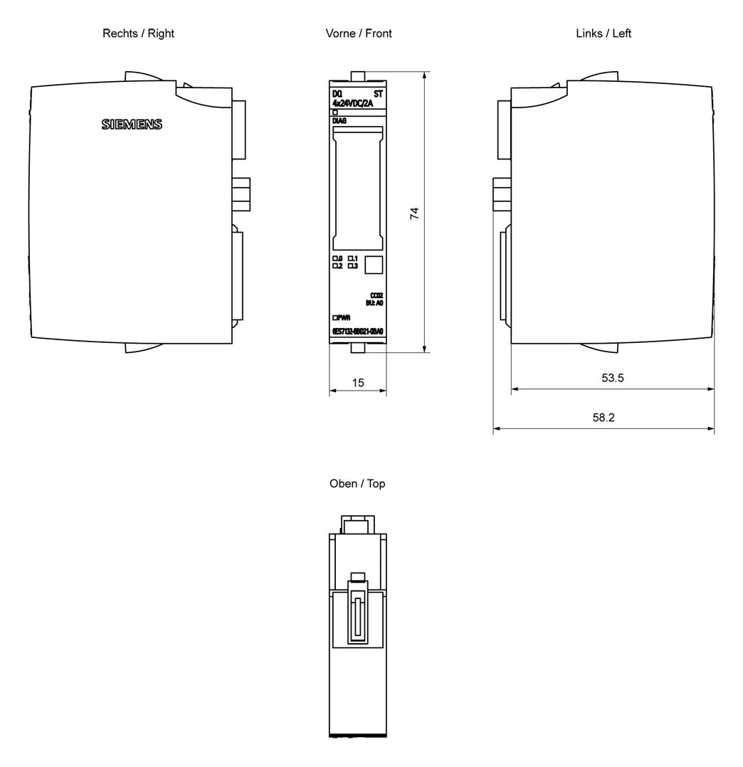 SIEMENS Digital I/O-Modul DC 19,2-28,8V 6ES7132-6BD21-0BA0 4Ausg 19,2-28,8V