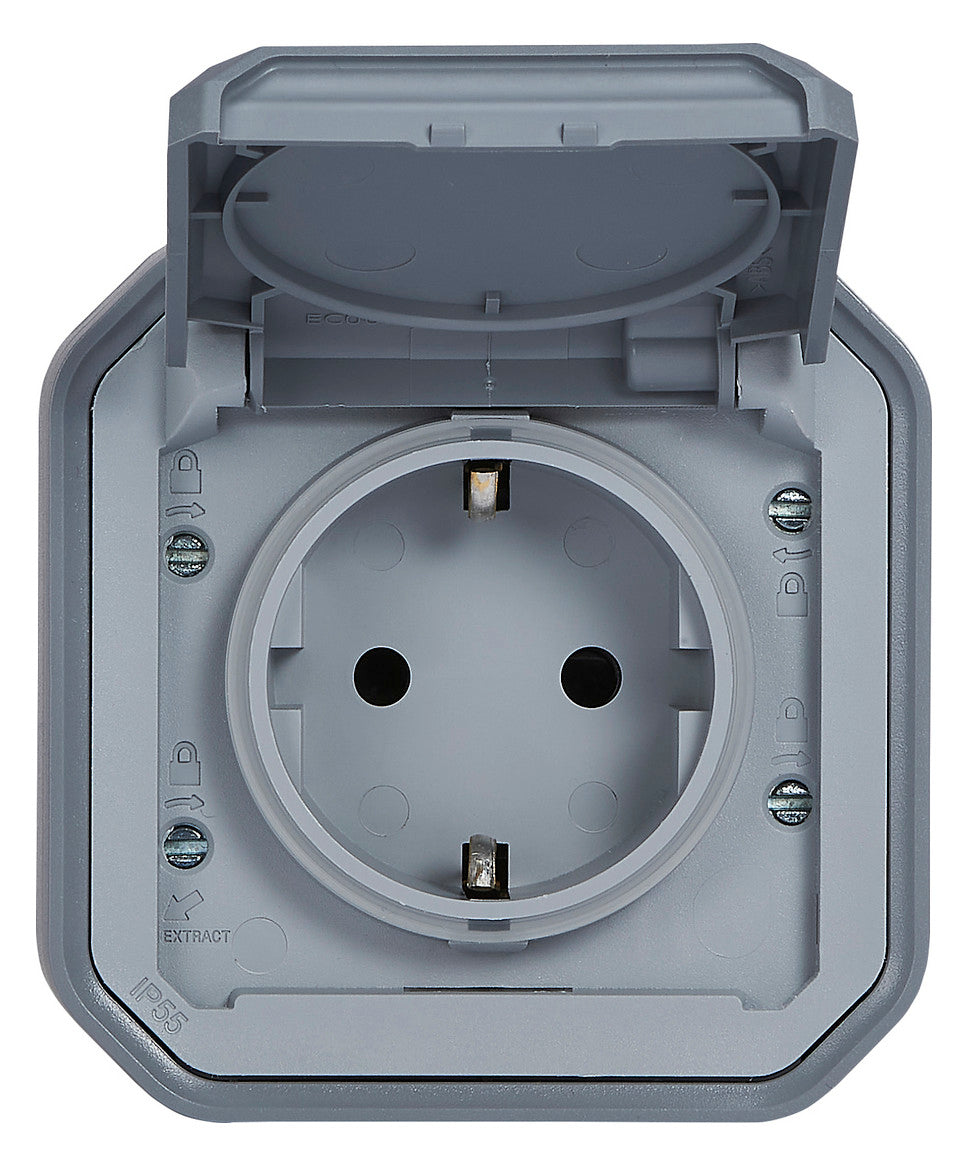 LEGRAND Steckdose 1f gr mt AP m.BS IP44 Legrand 069730L