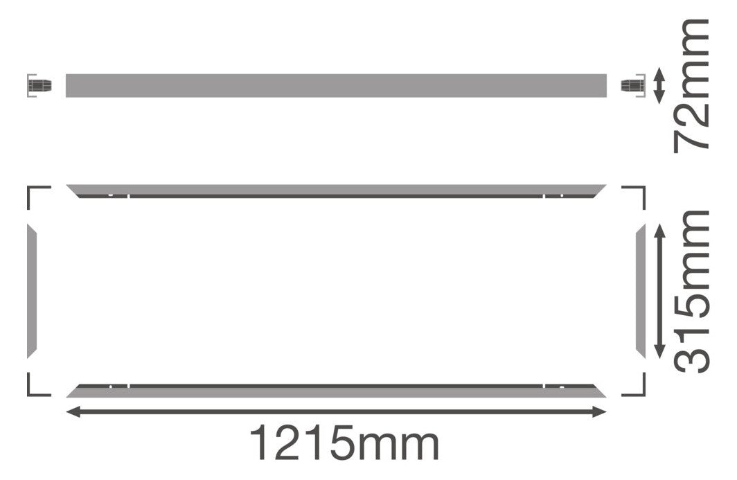 LEDVANCE Einbaurahmen ws Alu L1215mm PANEL 1200 X 300 SF MOUNT KIT H70 V B315