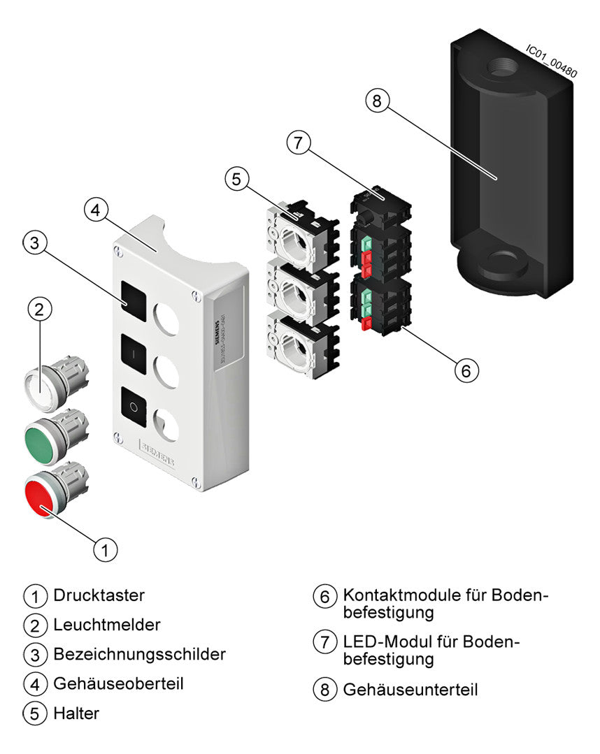 SIEMENS Befehls-/Meldegerät 1f 1pilz Kst 3SU1801-0NP00-2AA2 NOT-AUS