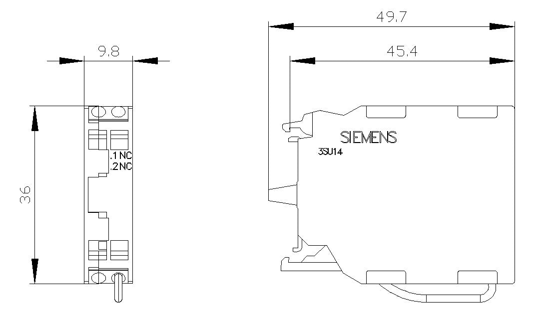 SIEMENS Hilfsschalterblock 1Ö Frontbef 3SU1400-1AA10-3HA0 6A/AC Federzug