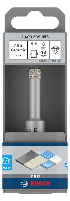 BOSCH-EW Diamant-Bohrkrone 8x33mm 13 mm PRO CERAMIC DRY Steckachse