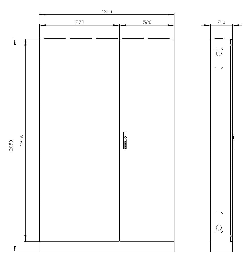 SIEMENS Leergehäuse ST IP43 ET210mm 8GK1322-8KA52 B1300xH1950xT210mm geschl