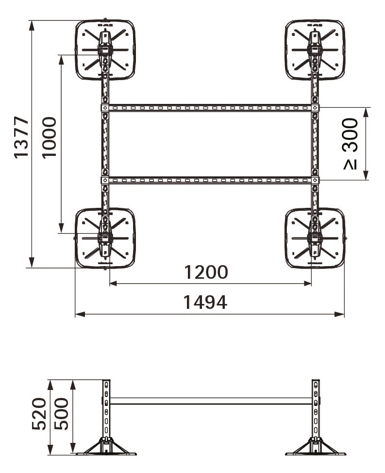 Walraven Rahmenkonstruktion Yeti 335 BUP 4x Yeti+Matte, 41-H Schienen, Kleinteile | 67685500