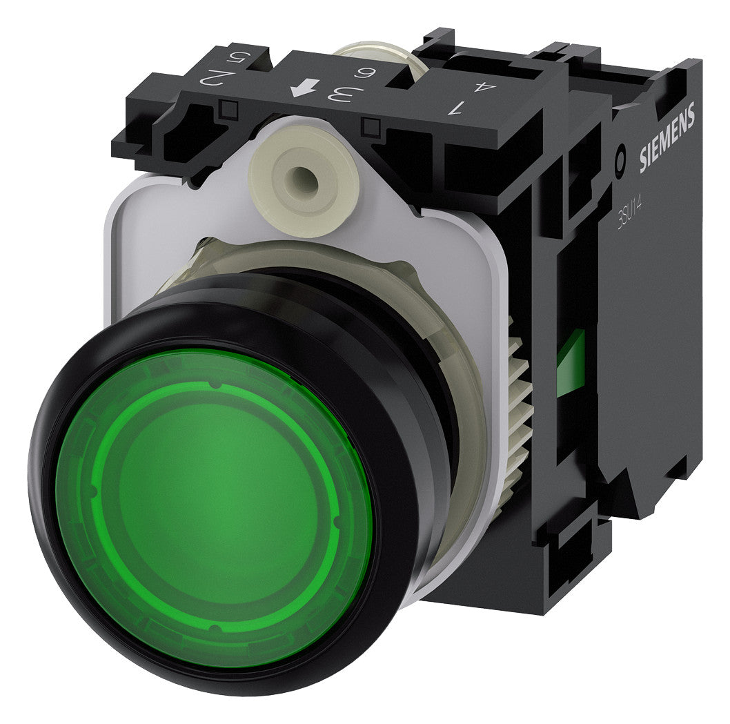 SIEMENS Drucktaster 1f gn rnd 22mm 1S 3SU1102-0AB40-1BA0 29,45x10,4mm IP67K