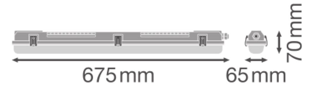 LEDVANCE Anbaugehäuse gr Kst G13 L675mm DP HOUSING 600 P 1XLAMP IP65 B65mm