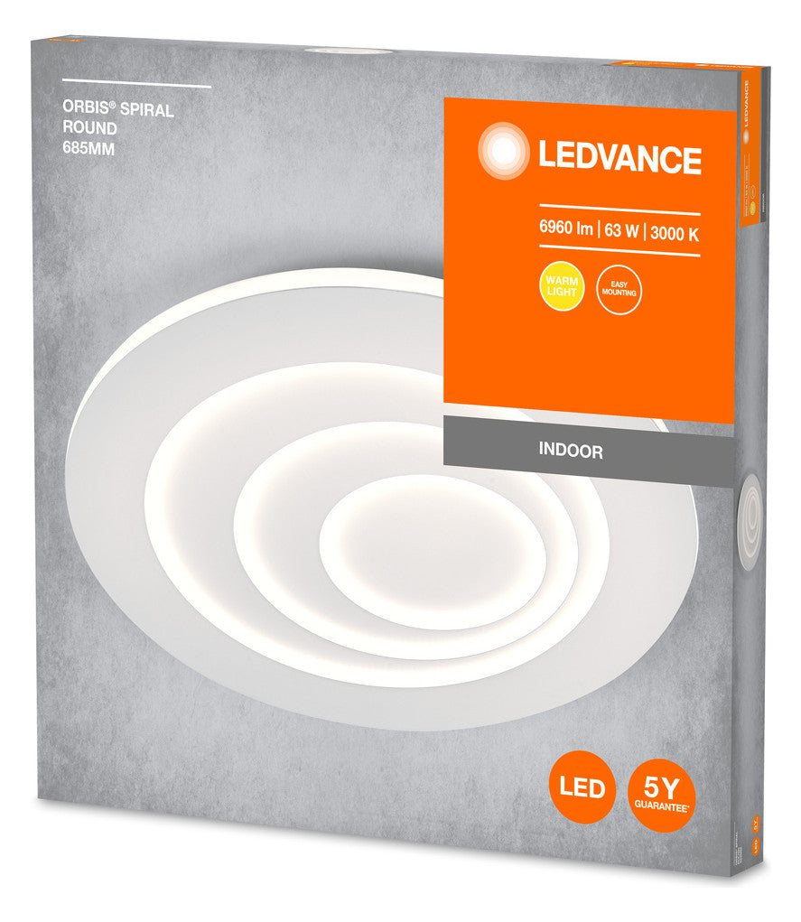 LEDVANCE LED-Anbauleuchte 63W 3000K ws Orbis Spiral Round 685mm 63W White 4000l