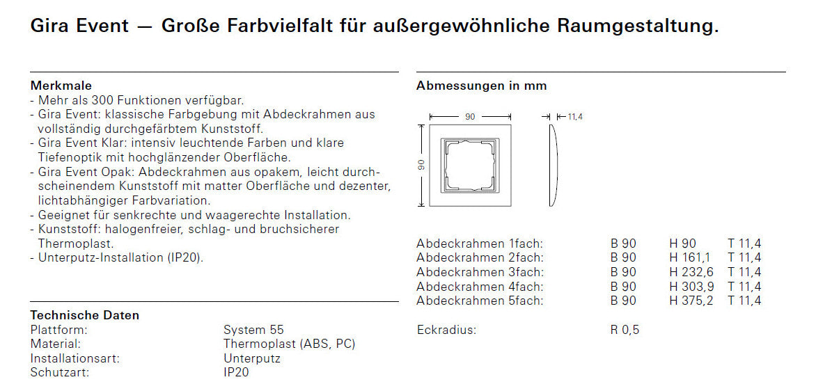 GIRA Rahmen 2f mint glz Kst Event 0212395