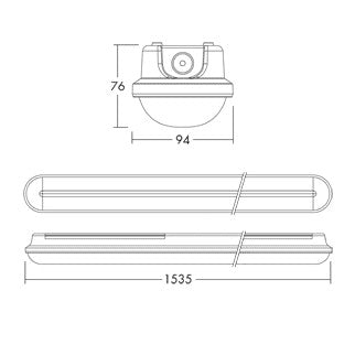 THORNECO LED-Feuchtraumleuchte 60W 4000K JULIE FLEX 1500 6300 840 6300lm gr Konv
