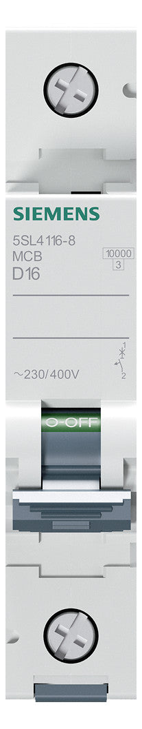SIEMENS Leitungsschutzschalter UC D 16A 5SL4116-8 1p 400V 1TE 50Hz IP20