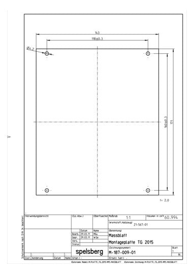SPELSBERG Montageplatte Verteiler ST TG MPS-2015 unbeh 143x171mm Lochung