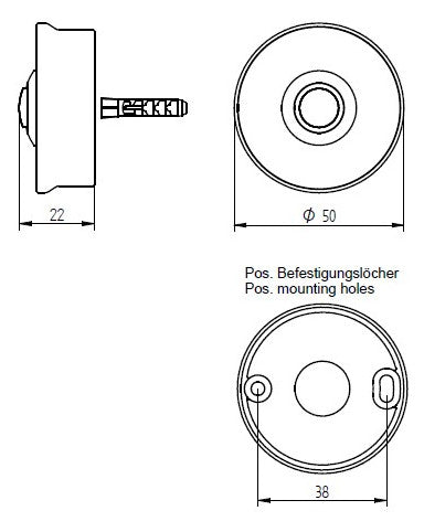 GROTHE Klingeltaster Kst edst/ws AP rnd Piccolo cerchio ws V2A