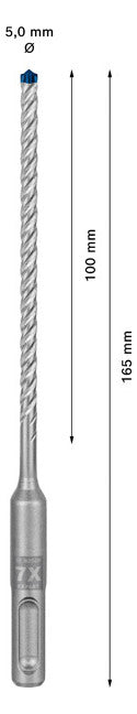 BOSCH-EW Hammerbohrer 5mm SDSplus SDS plus-7X 1pc 100/165mm f.Beton