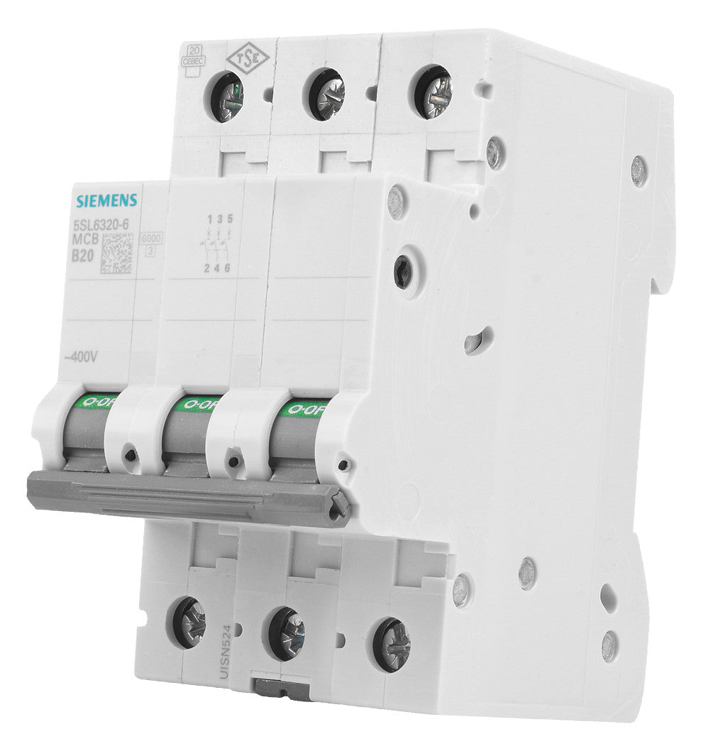 SIEMENS Leitungsschutzschalter UC B 20A 5SL6320-6 3p 400V 3TE 50Hz IP20