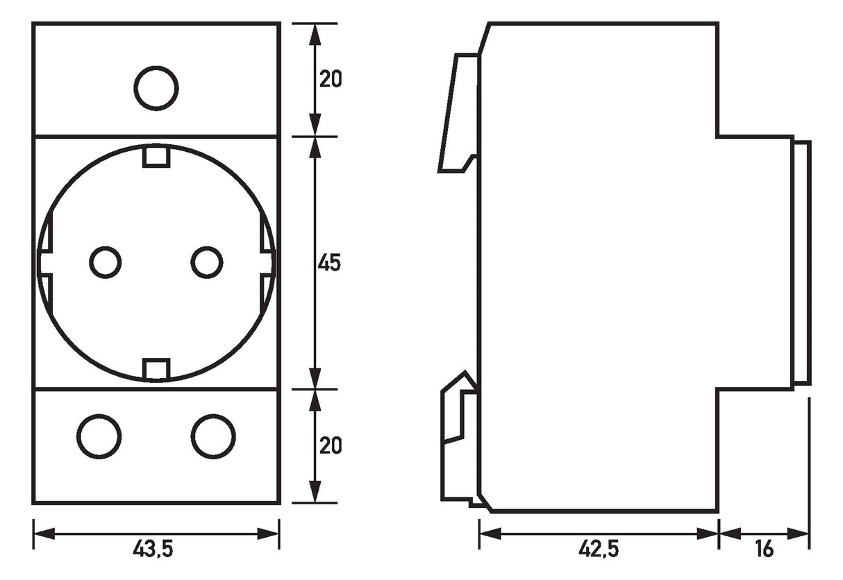 DOEPKE Steckdose REG 250V/AC 16A 2,5TE RDS 6 Einbausteckdose 65,5mm IP20