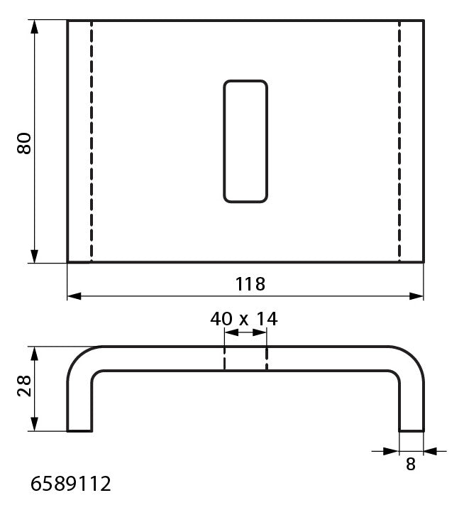 Walraven U-Halteplatte Maxx UB100 für Maxx Profile fv 118x80x28 Loch 40x14 | 6589112