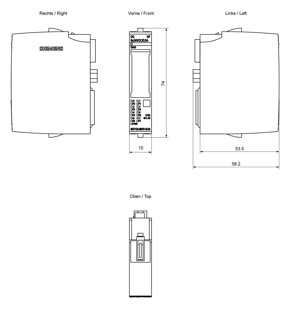 SIEMENS Digital I/O-Modul DC 19,2-28,8V 6ES7132-6BF01-0CA0 8Ausg 19,2-28,8V