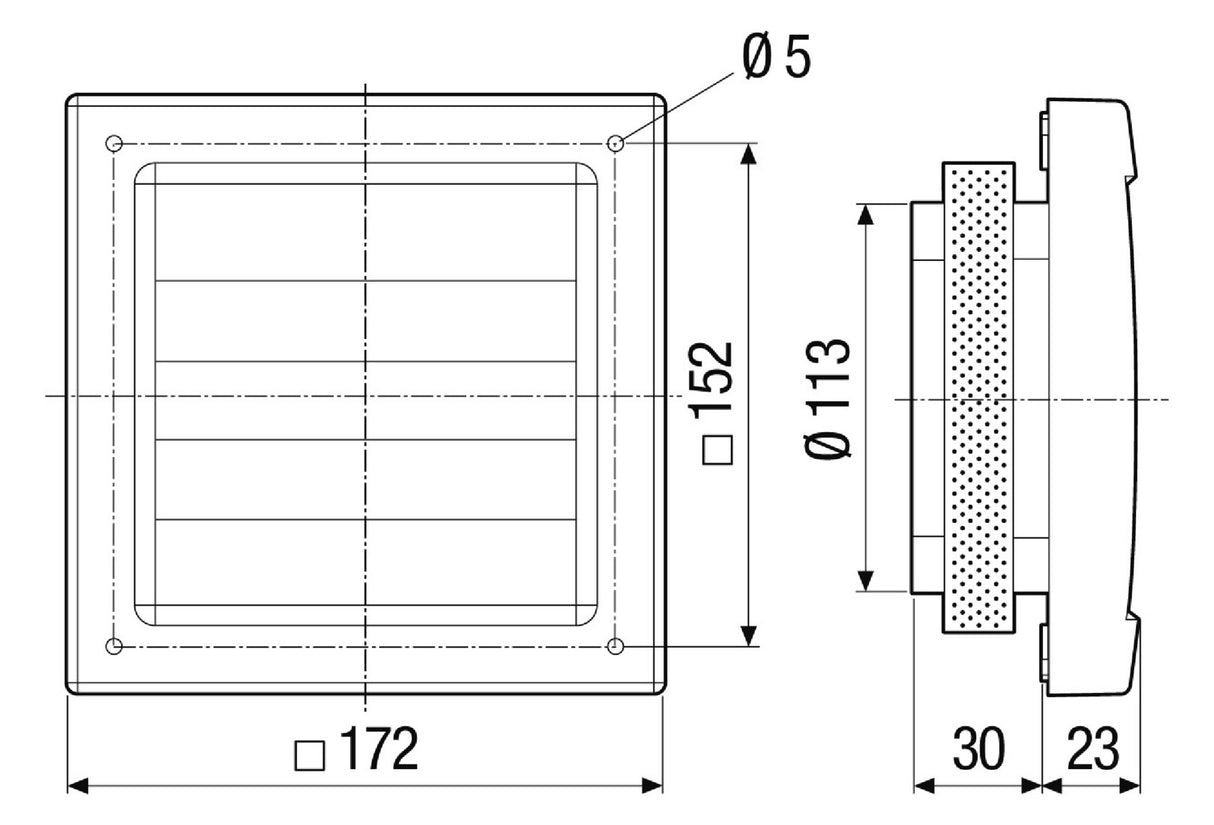 MAICO Wand-Jalousieklappe Kst 172x172mm AP 120 125mm ausblas Mit Einbaurahmen