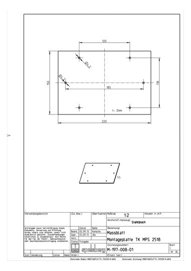 SPELSBERG Montageplatte Verteiler ST TK MPS-2518 lack 150x220mm Lochung