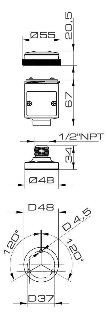 GROTHE Signalsäule Anschluss sw f.Boden System T-Mini MSZ 8610 f. AS-Schnittst