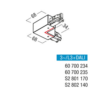 ZUMTOBEL Kupplung/Verbinder L sw 110mm L3+DALI VERB-W ERD-I BK