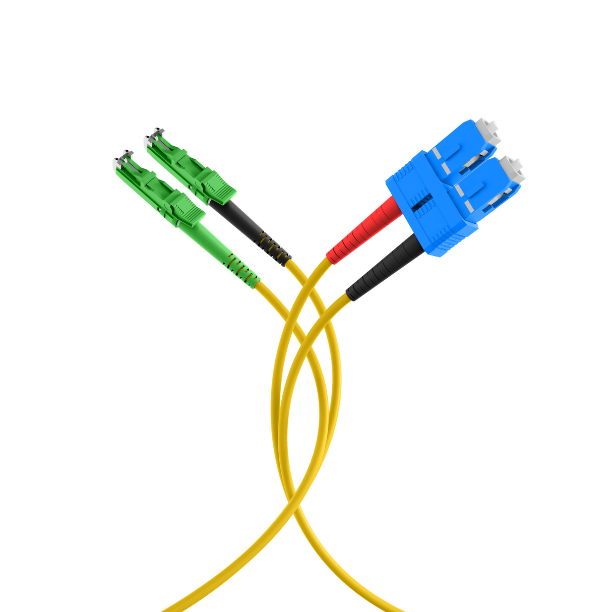Duplex Patchkabel E2000©/APC-SC OS2 G657A1 0,5m 3mm gelb - O0939.0,5