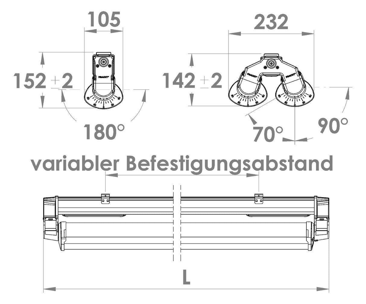 PRACHT LED-Feuchtraumleuchte 76W 4000K APOLLO INDUSTRY 9480295wAPOLLOG2IND 1200