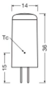 LEDVANCE LED-Röhrenlampe GY6,35 2,2W ws LED PIN 28 320° P 2.2W 827 Clear GY 2700