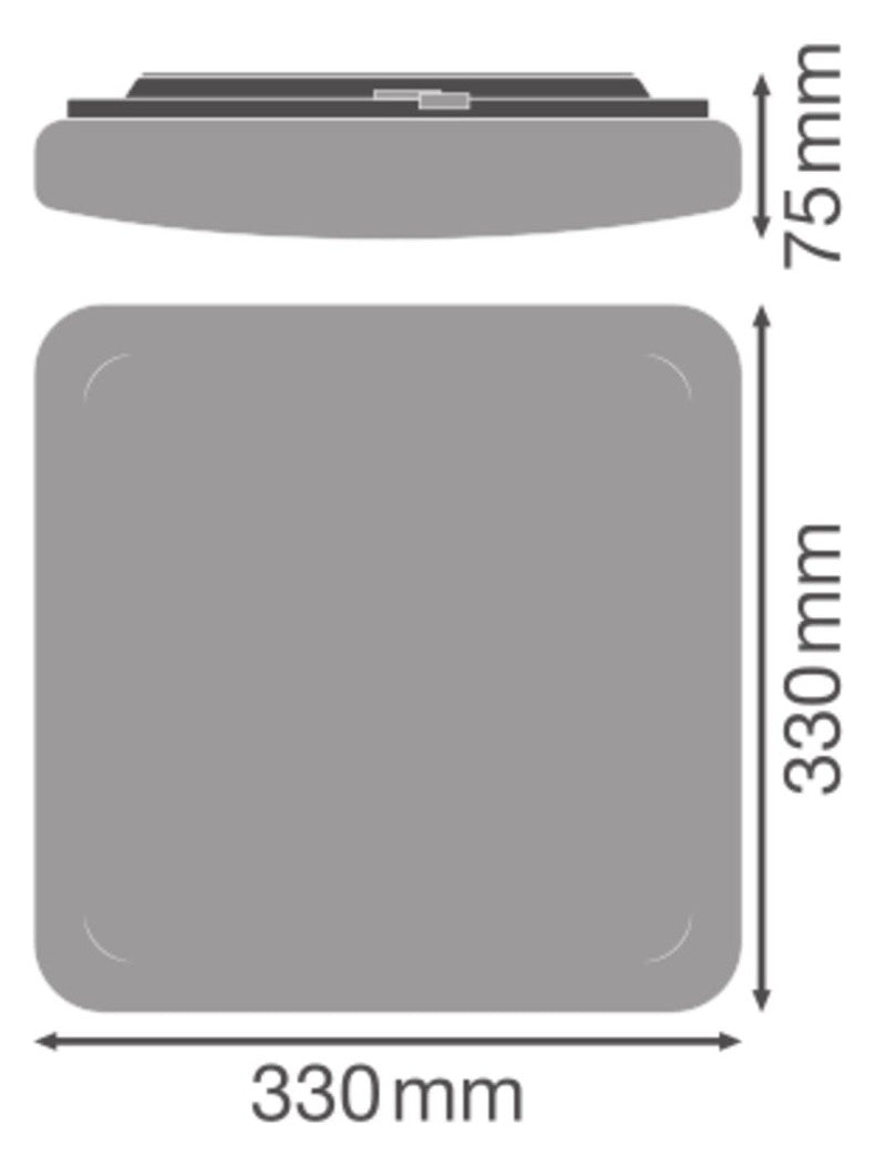 LEDVANCE LED-Anbauleuchte 24W 3000K ws SF SQUARE 330 SEN V 24W 830 IP44 2000lm