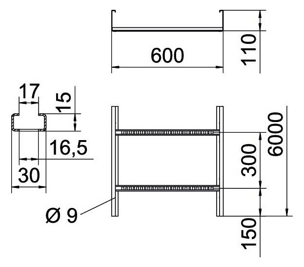 BETTERMANN Kabelleiter 110x600x6000mm WKLG-Serie WKLG 1160 FT Profil ungelocht