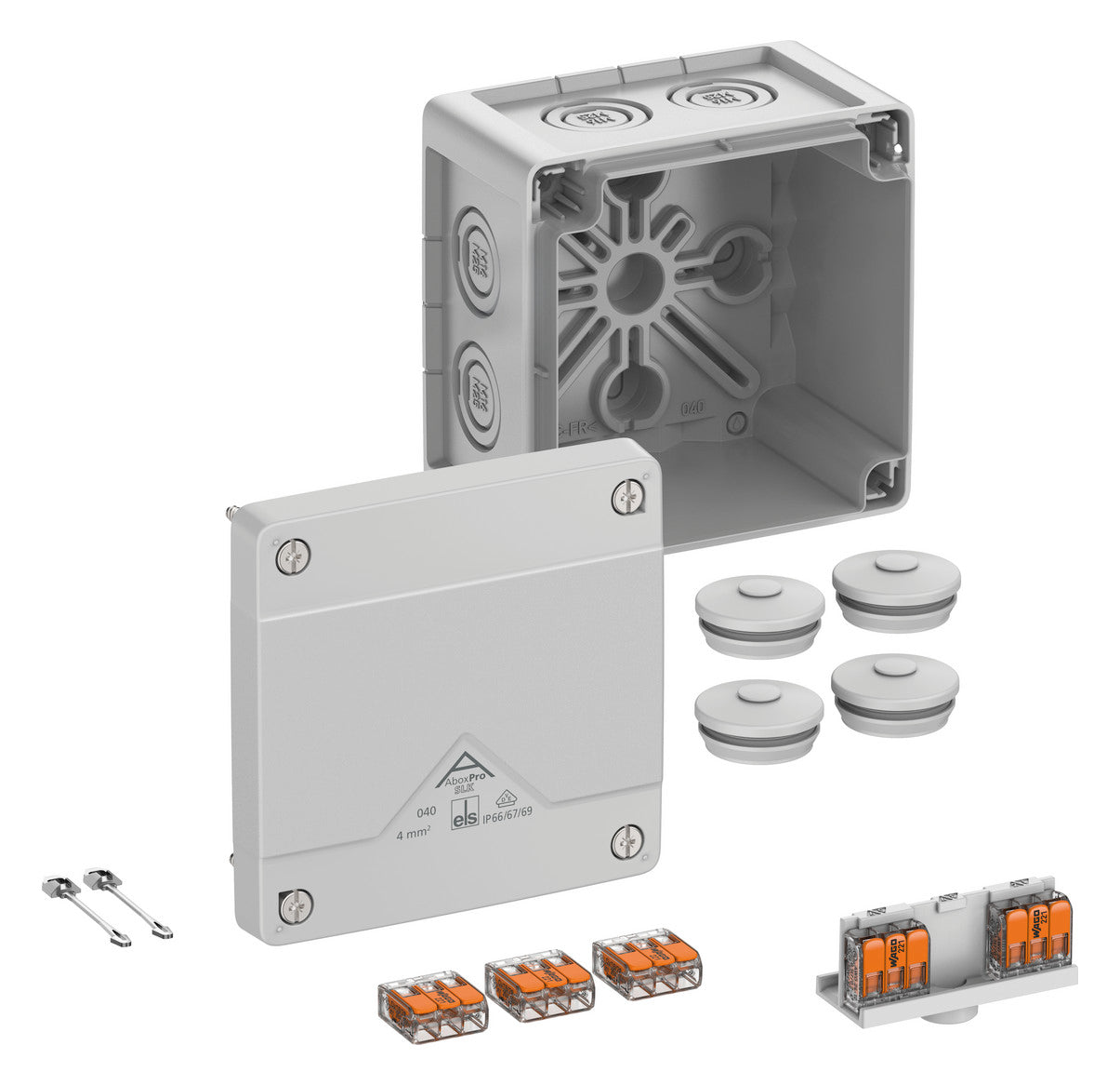 SPELSBERG Abzweigkasten 102x102mm Kst gr Abox Pro SLK-4² IP66/IP67/IP69 IK09 hfr