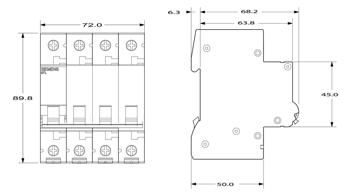 SIEMENS Ausschalter REG 4S 63A 440V 4TE 5TL1463-0