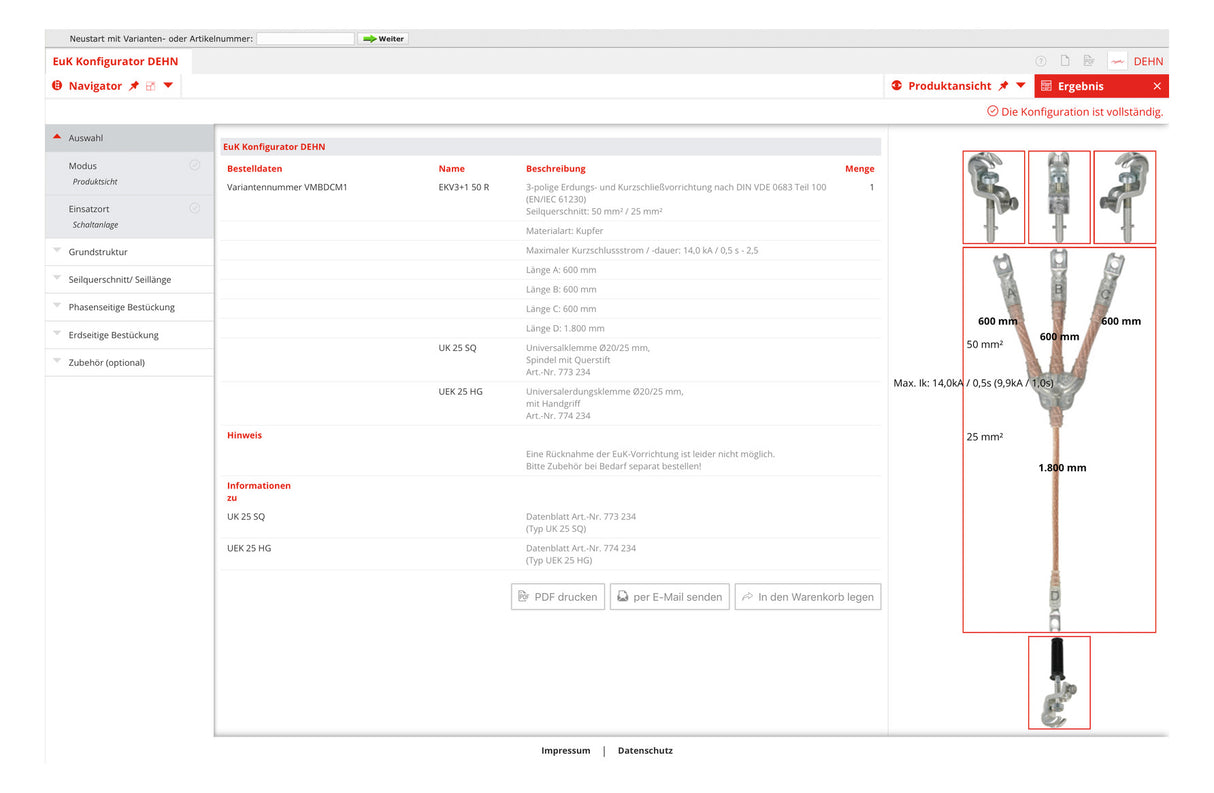 DEHN SE EuK-Garnitur voll_iso 26,5kA EKV3+1 95 R VRAB9WB 95qmmSeil 35qmmErd