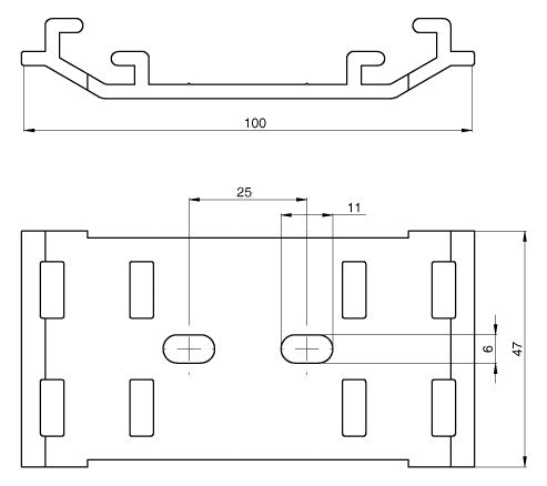 UNEX Unterteilstück einzeln grau RAL7035 100 U23X 31101-04