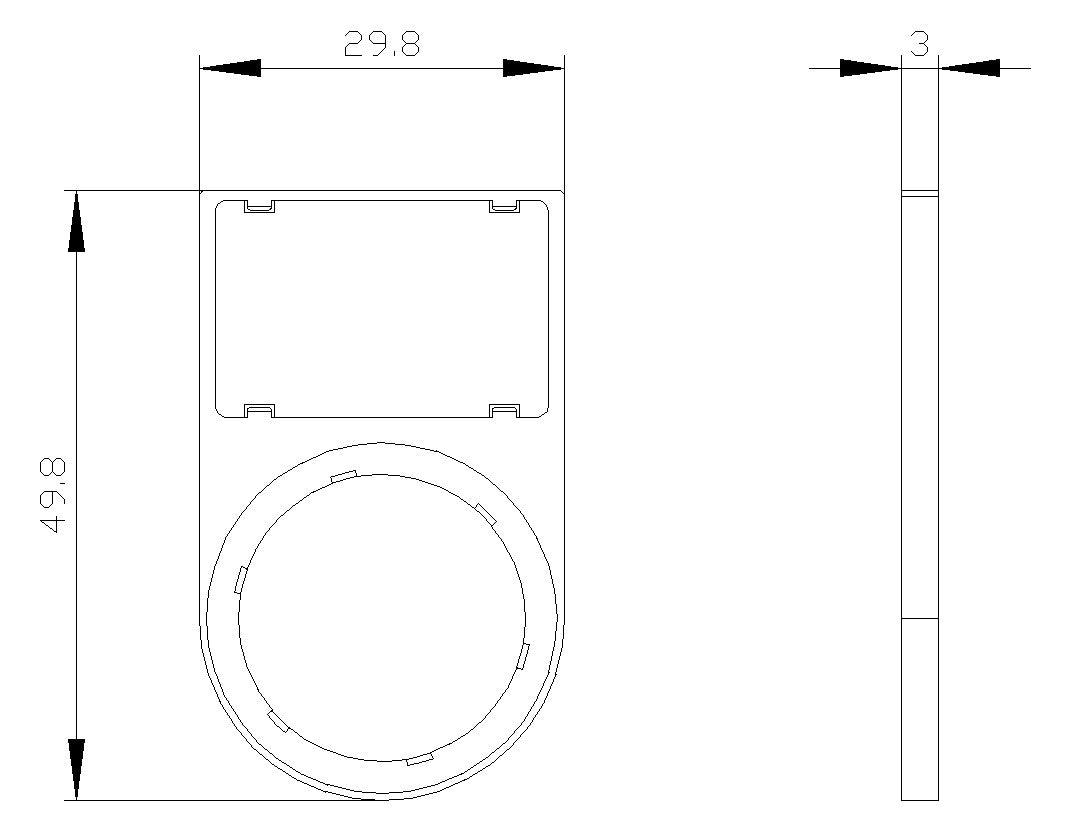 SIEMENS Schildträger 29,8x49,8mm sw 3SU1900-0AS10-0AA0 rechteck 22,5mm