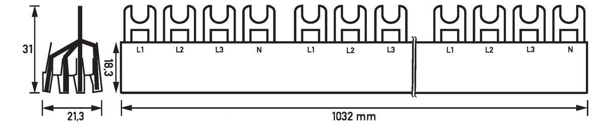 DOEPKE Phasenschiene 4ph 17,5mm 1mm 130A GM.4.56.130/16 16qmm Gabel isol