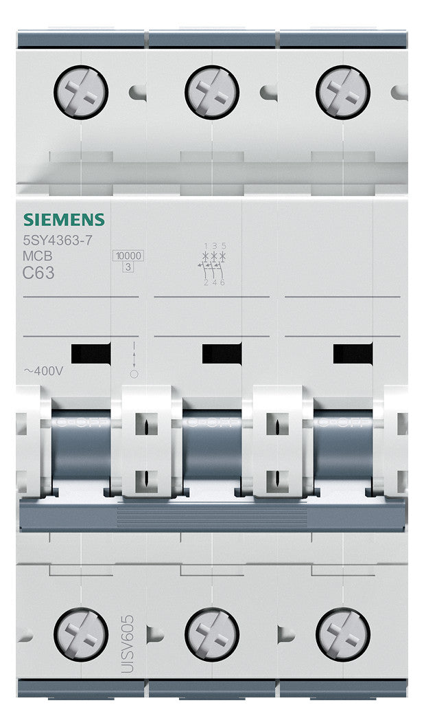 SIEMENS Leitungsschutzschalter UC C 63A 5SY4363-7 3p 400V 3TE 50Hz IP20