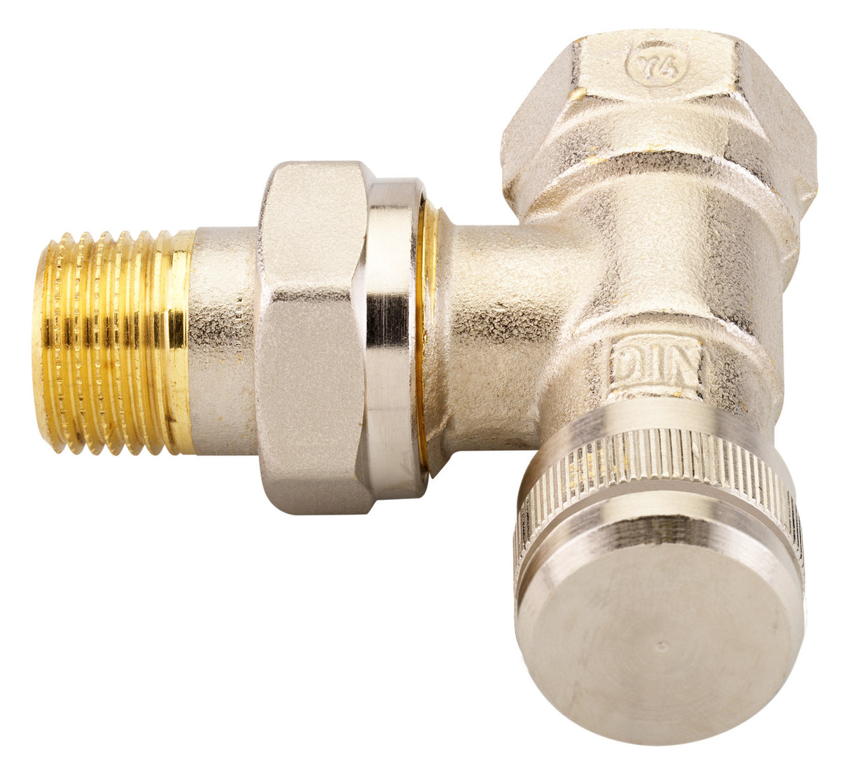 Rücklaufverschraubung RLV 15 R 1/2, Eck, vernickelt