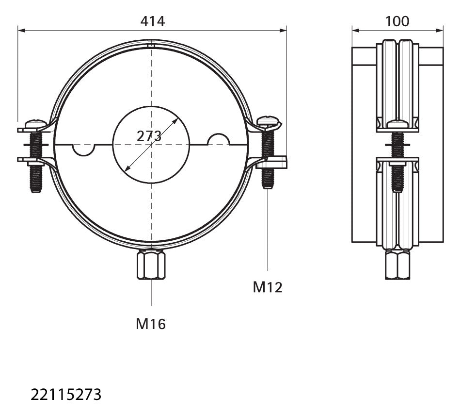 Walraven Kälteschelle BISOFIX E32 273,0 mm Gewinde: M16 -45/+105 C | 22115273