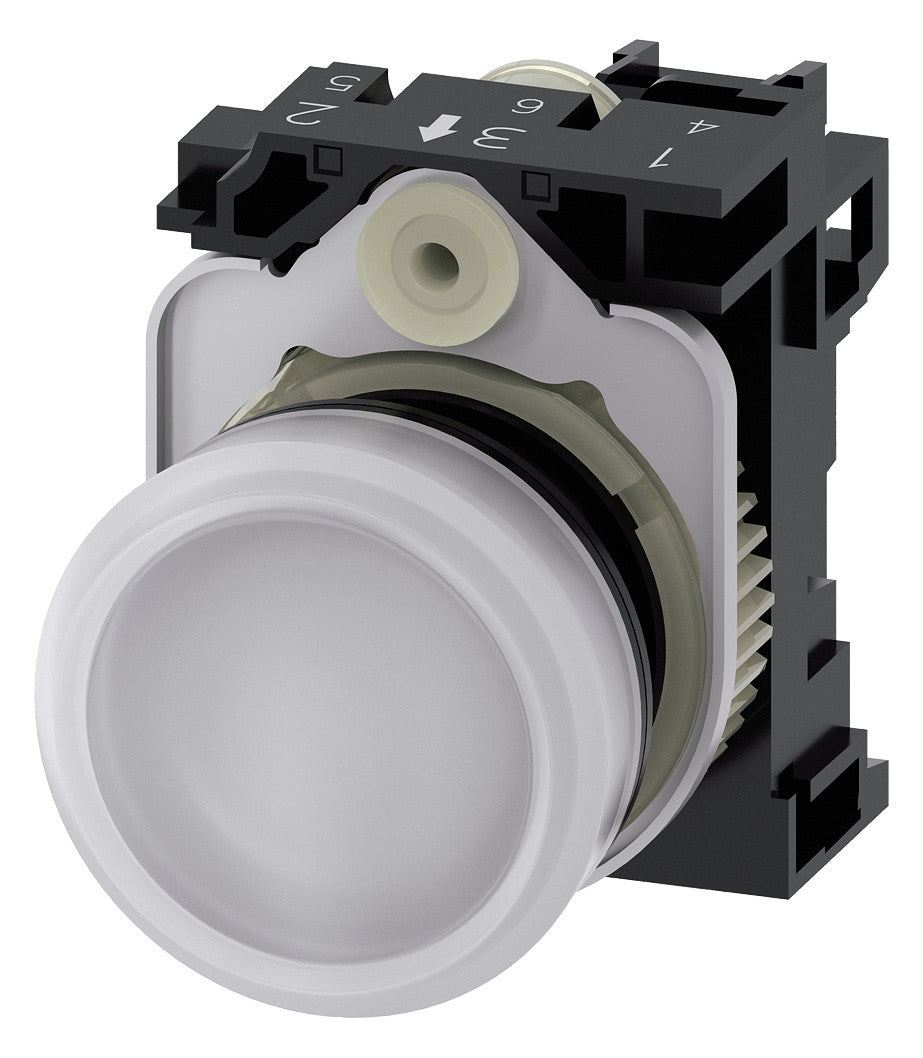 SIEMENS Leuchtmelder komplett 1f ws LED 3SU1102-6AA60-1AA0 UC rnd hoch 22mm