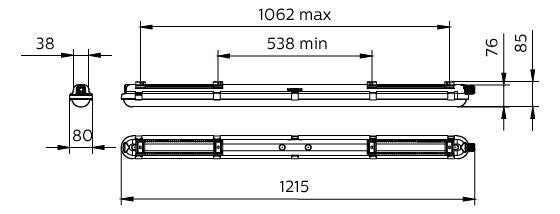 PHILIPS-LICHT LED-Feuchtraumleuchte 29W CoreLine WT120C G2 LED40S/840 PSU L1200