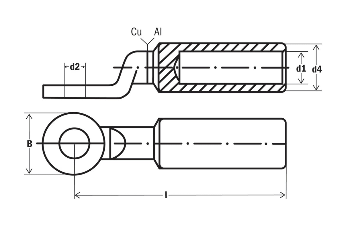 HAUPA Presskabelschuh 50qmm 1f M12 blank 293312 180° (horiz)