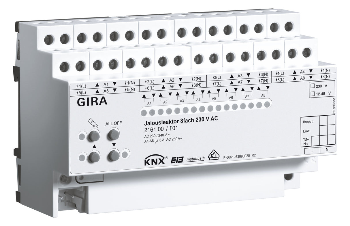 GIRA Jalousieaktor KNX REG 8f 1Eing 216100 Handbedien Schalten
