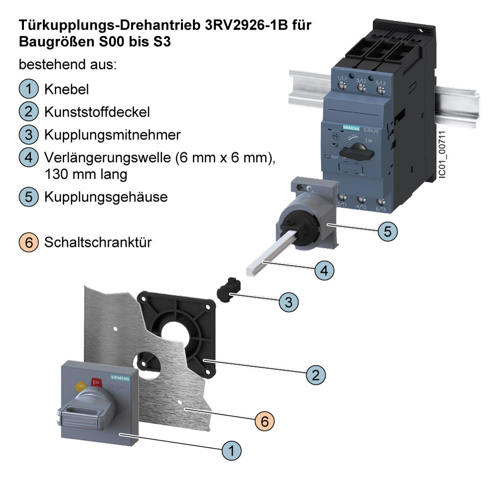 SIEMENS Handgriff gr m.Achse 3RV2926-1B f.Leistungsschalter