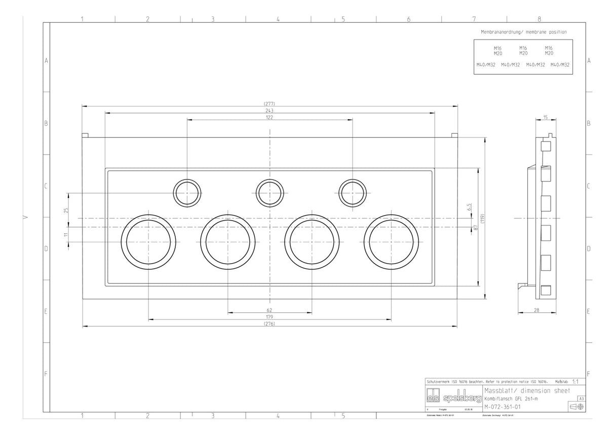 SPELSBERG Einführungsflansch Kst unbeh GFL 361-m 320x119mm Kabelverschr