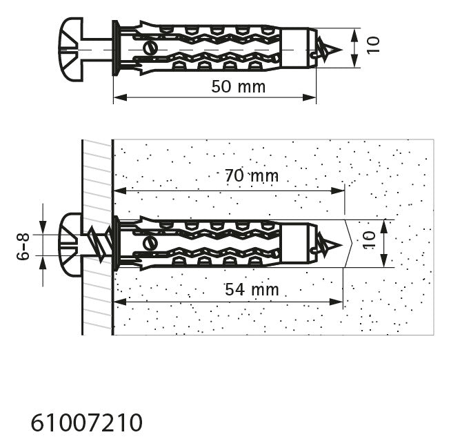 Walraven Universaldübel WUP PA6 grün 10x50 mm universeller Kunststoffdübel | 61007210